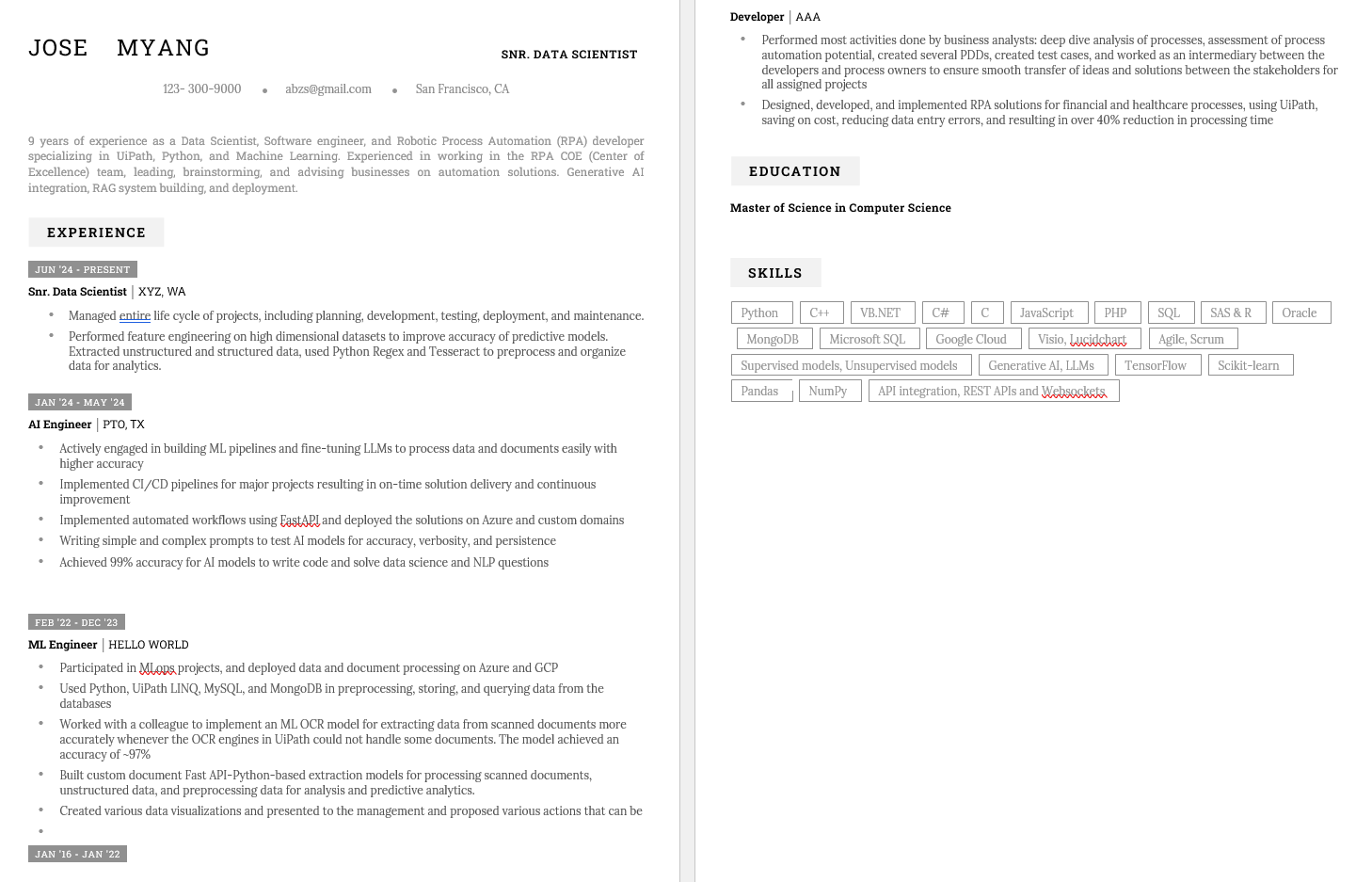 Reviewed work sample